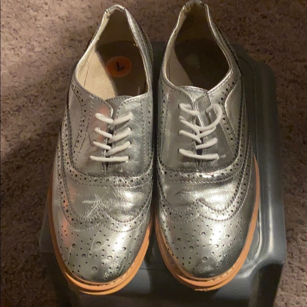 Silver dress shoes